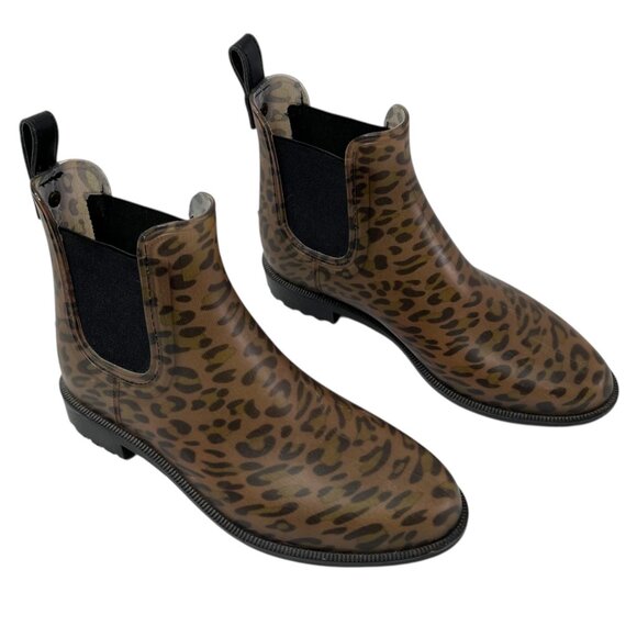 Joules Womens Leopard Print Rubber Chelsea Welly Rainboots Size US 7 EU 38 UK 5 - Picture 1 of 12